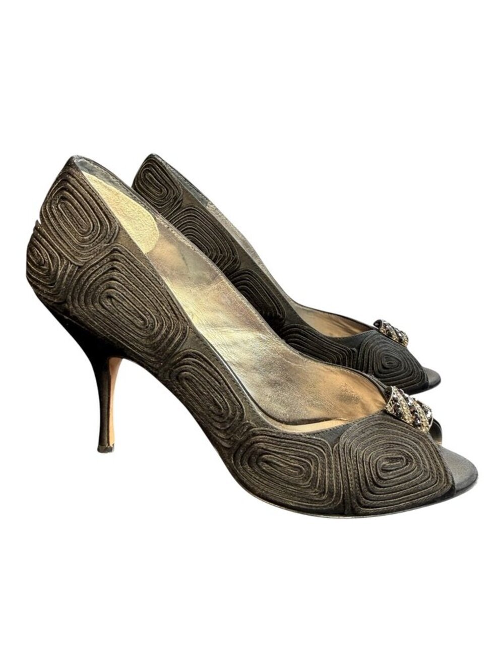 Laundry by Shelli Segal Vintage Textured Black Pumps with Crystal Bead Size 7